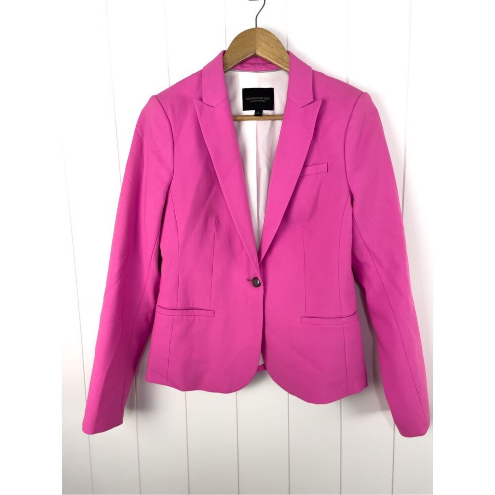 Banana Republic Pink Sz 8 Classic Lightweight Wool Barbie Blazer Legally Blonde